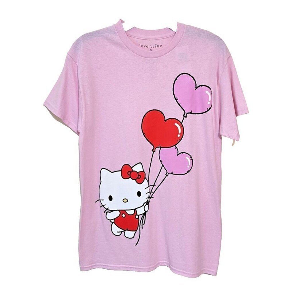Love Tribe - Juniors Hello Kitty with Heart Balloons Tee Shirt S